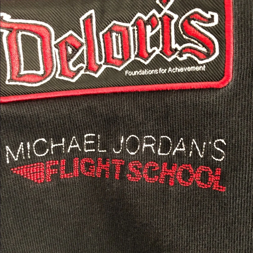 Jordan Black Long-Sleeve Polo with White Collar and Red Logos